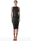 ABITO MIDI SMERALDATO SENZA MANICHE IN SIMILPELLE VEGAN DI DELORA-ALICE + OLIVIA