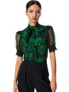 BRENTLEY BLOUSE-DREAM FLORAL EMERALD-ALICE + OLIVIA
