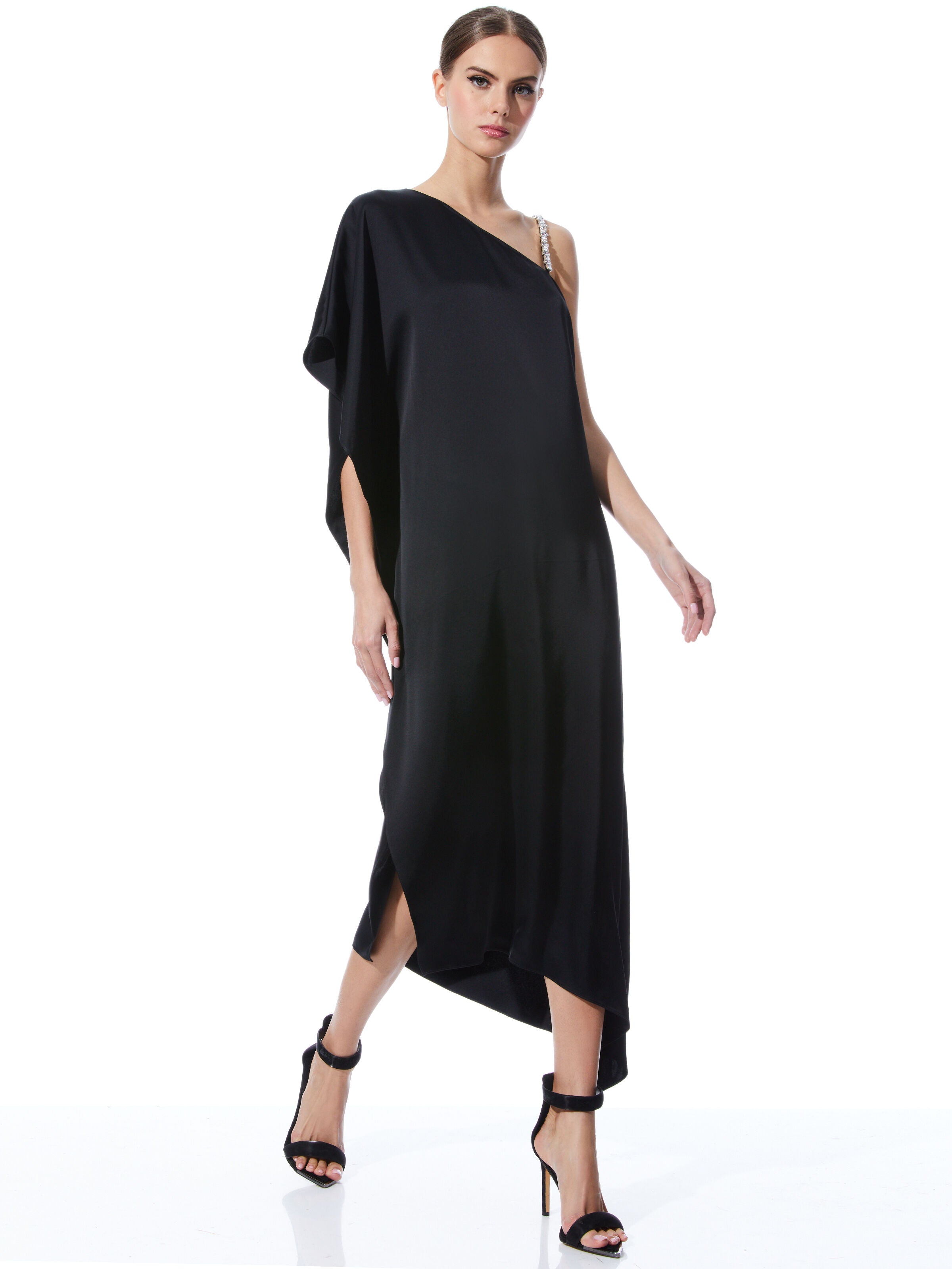ROBE LONGUE ASYMÉTRIQUE TAE CRYSTAL STRAP-ALICE + OLIVIA