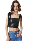 CASSIDY VEGAN LEATHER TIE STRAP TOP-Black-ALICE + OLIVIA
