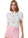 CHASE PUFF SLEEVE SWEATER-SOFT WHITE/PETAL-ALICE + OLIVIA