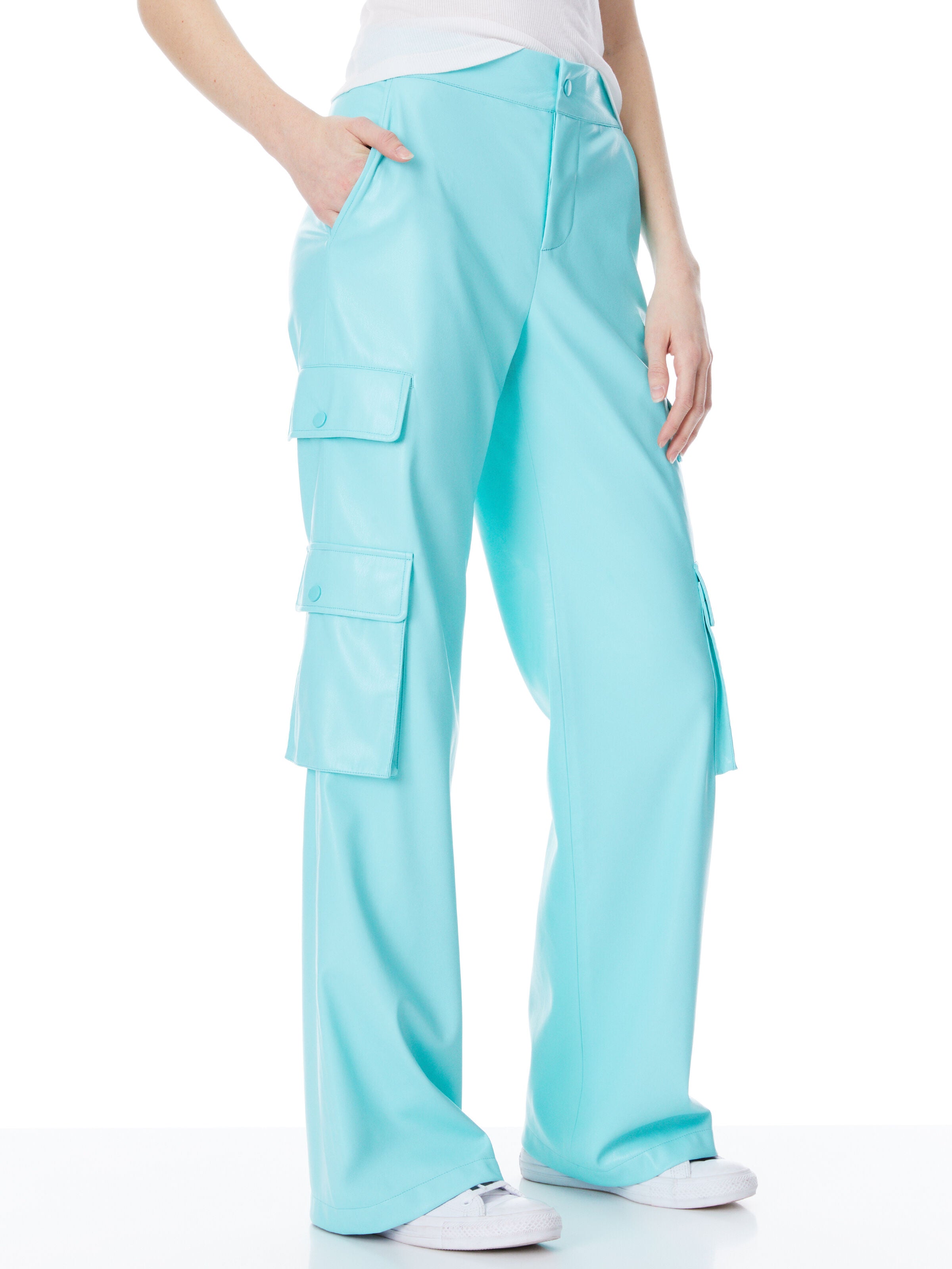 HAYES VEGAN LEATHER WIDE LEG PANT-AQUA BLUE-ALICE + OLIVIA
