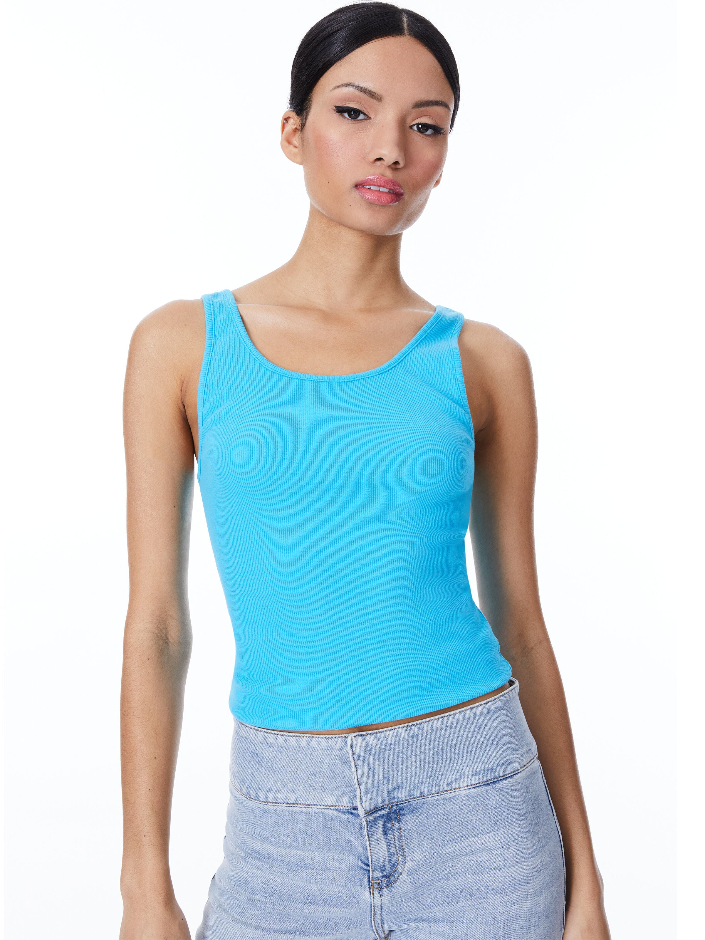 JEMI RIBBED TANK-GOLDEN ROD-ALICE + OLIVIA