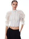 TOP CROP BRENNA CON BOTTONI E MANICHE A RUFFLES-ALICE + OLIVIA