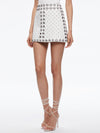 RILEY A-LINE EMBELLISHED LEATHER SKIRT-WHITE/SILVER-ALICE + OLIVIA