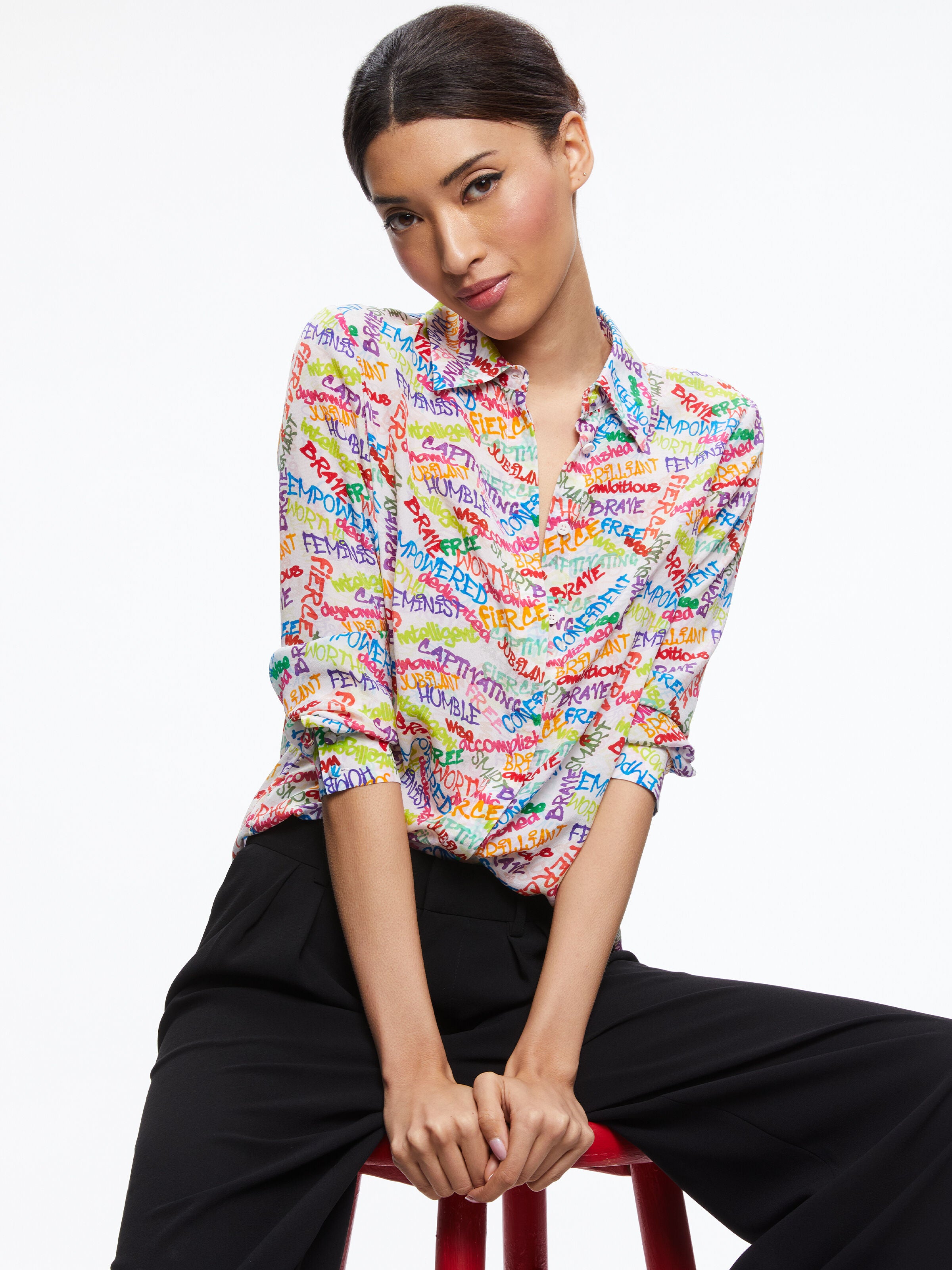WILLA SILK BLOUSE-CLOUD SURFING-ALICE + OLIVIA