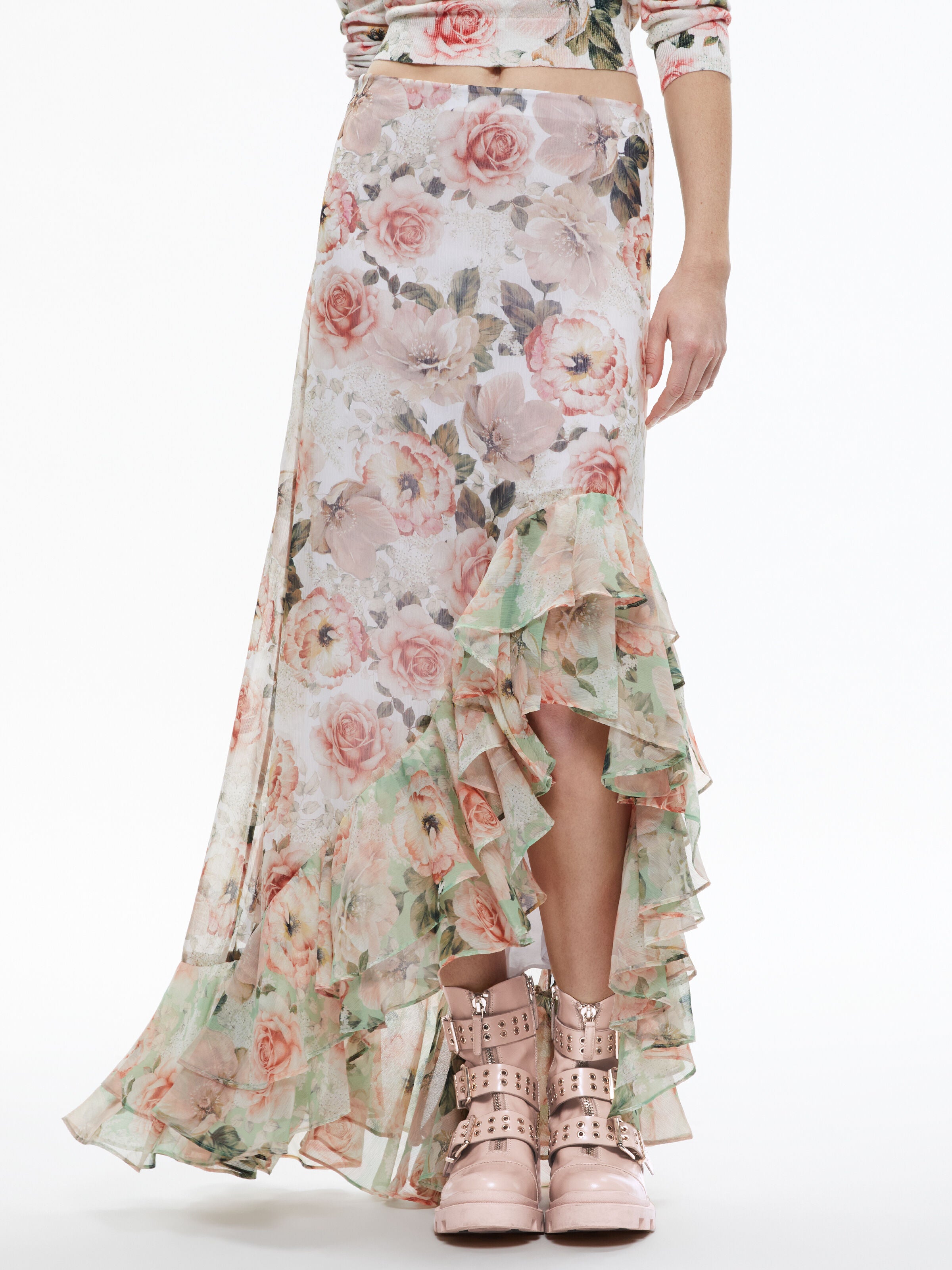 BRAYLEE ASSYMETRIC RUFFLE SLIP SKIRT-MORNINGSIDE FLORAL WHITE-ALICE + OLIVIA