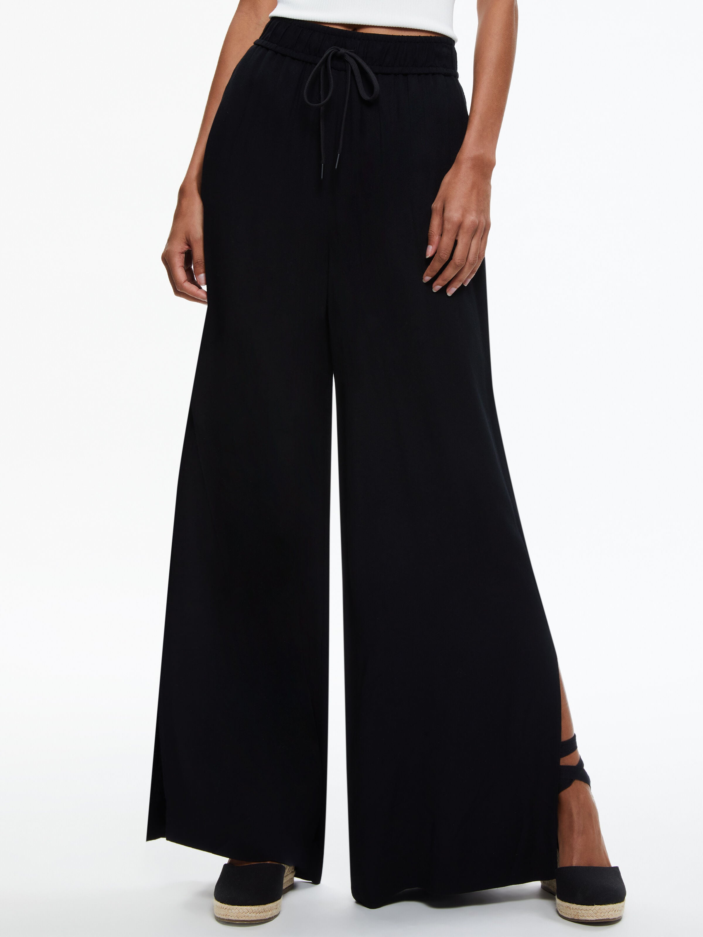 Pantalon taille haute coupe large avec fente latérale Savetta-ALICE + OLIVIA