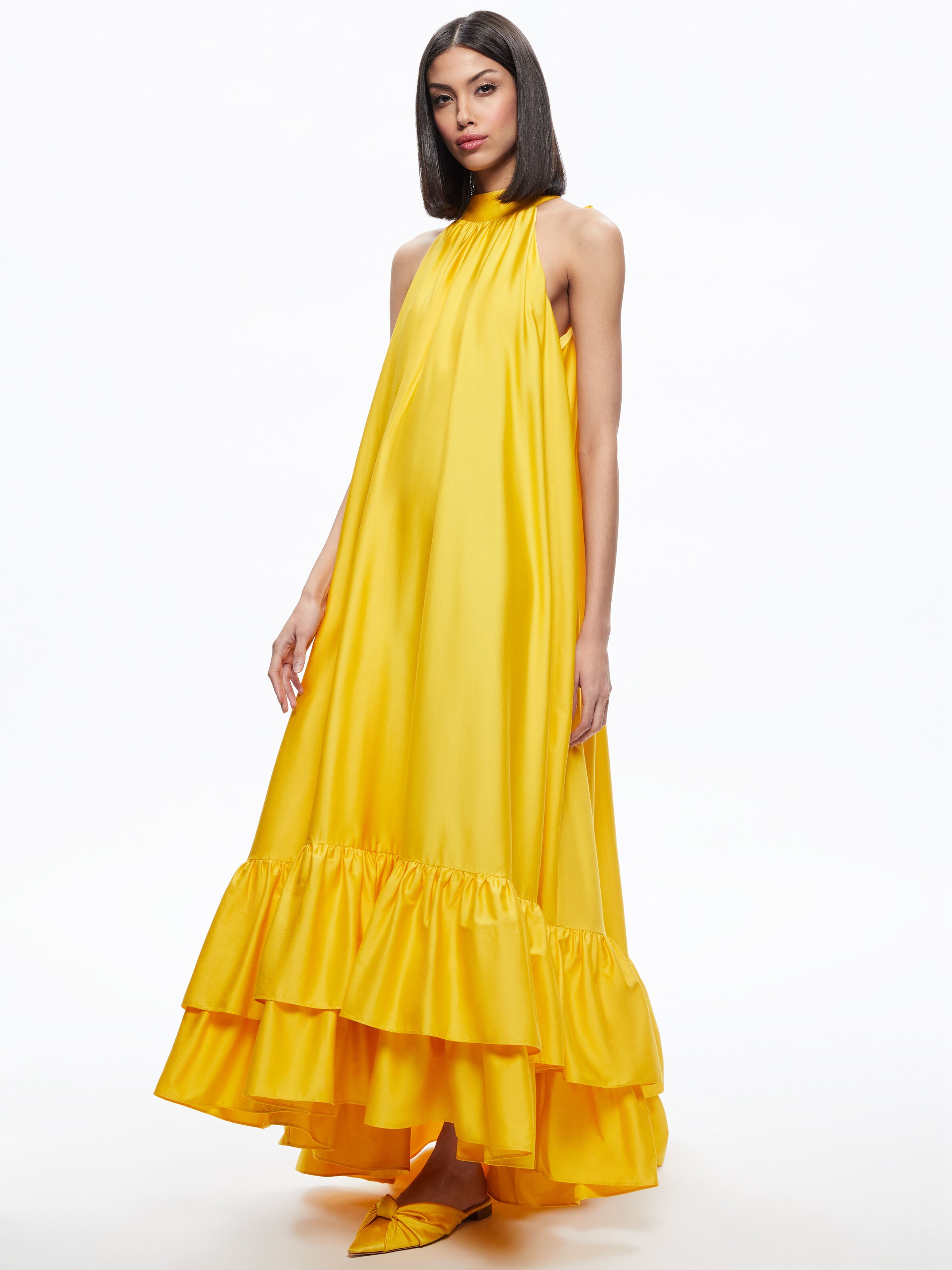 ABITO LUNGO CON RUFFLES E SCOLLO ALL'AMERICANA JOVIE-ALICE + OLIVIA