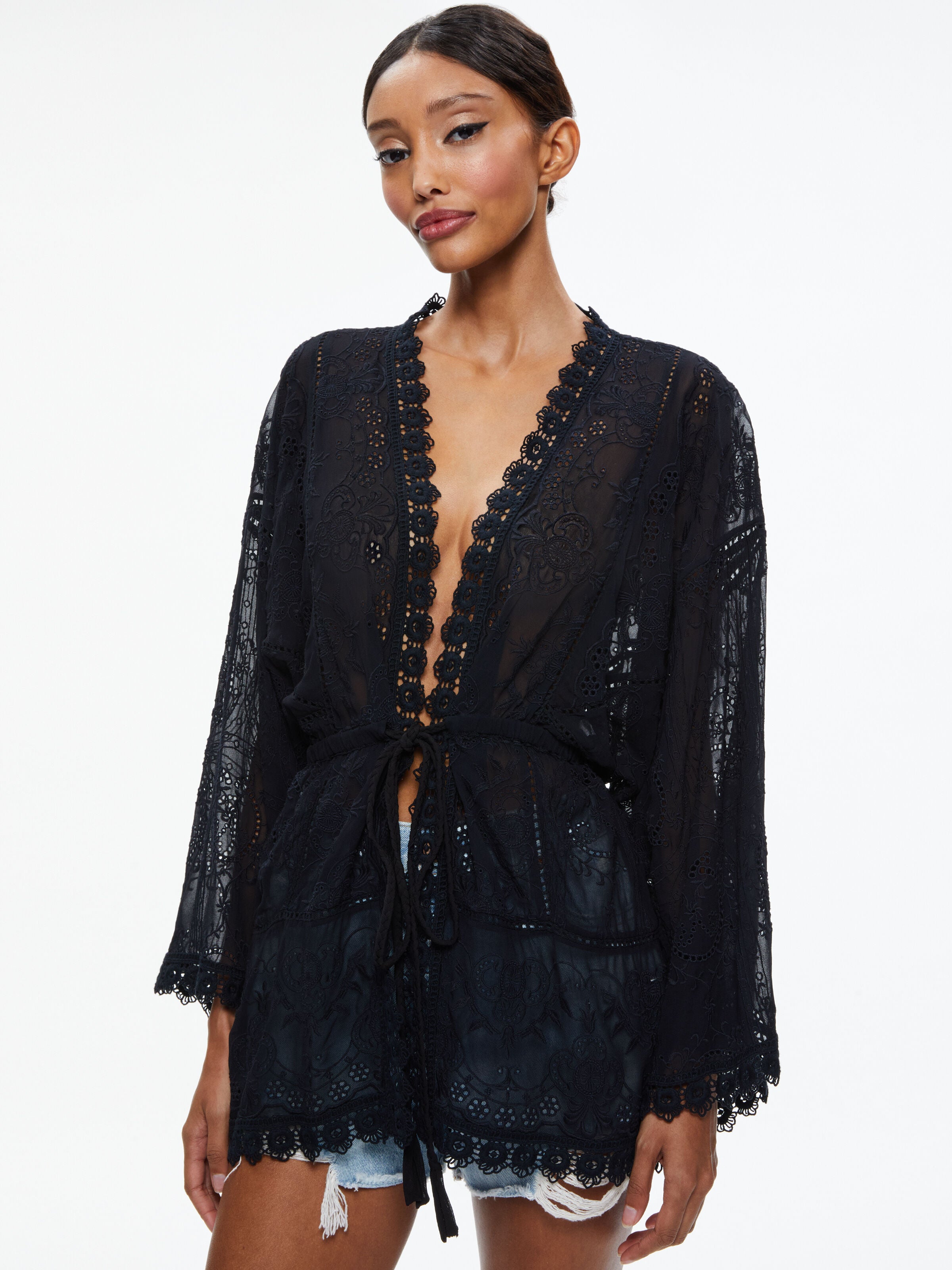 HAUT TUNIQUE ASYMÉTRIQUE CHAUVE-SOURIS BRODÉ SHONA-ALICE + OLIVIA