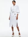 SHANLEY EMBROIDERED BUTTON FRONT MIDI DRESS-WHITE-ALICE + OLIVIA