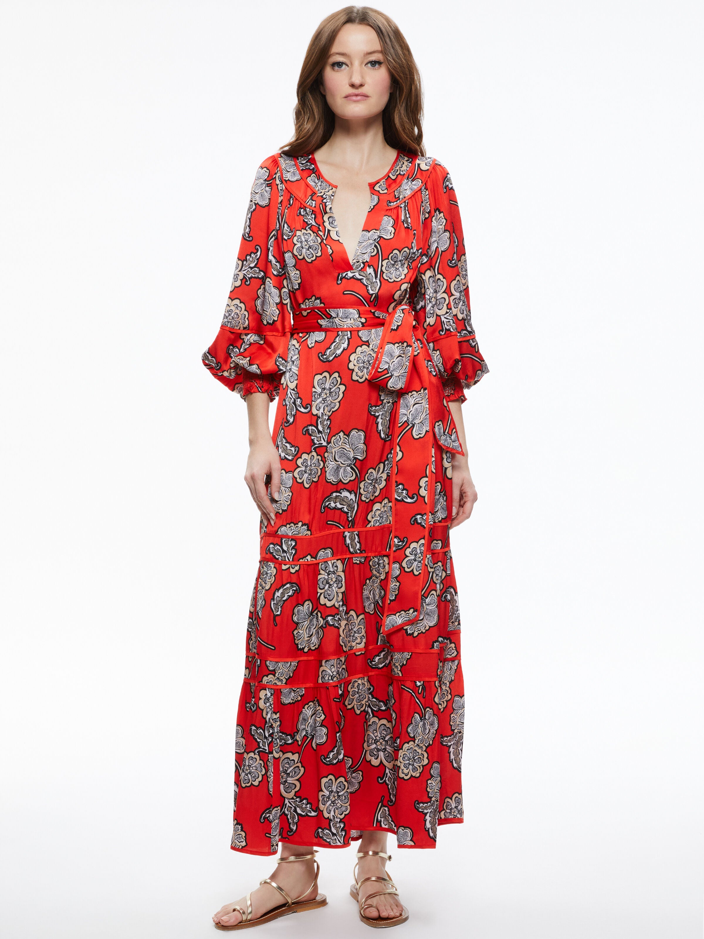 LYLA BLOUSON SLEEVE TUNIC MIDI DRESS-LANDMARK-ALICE + OLIVIA