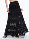 CALI EMBROIDERED TIERED MAXI SKIRT-Black-ALICE + OLIVIA