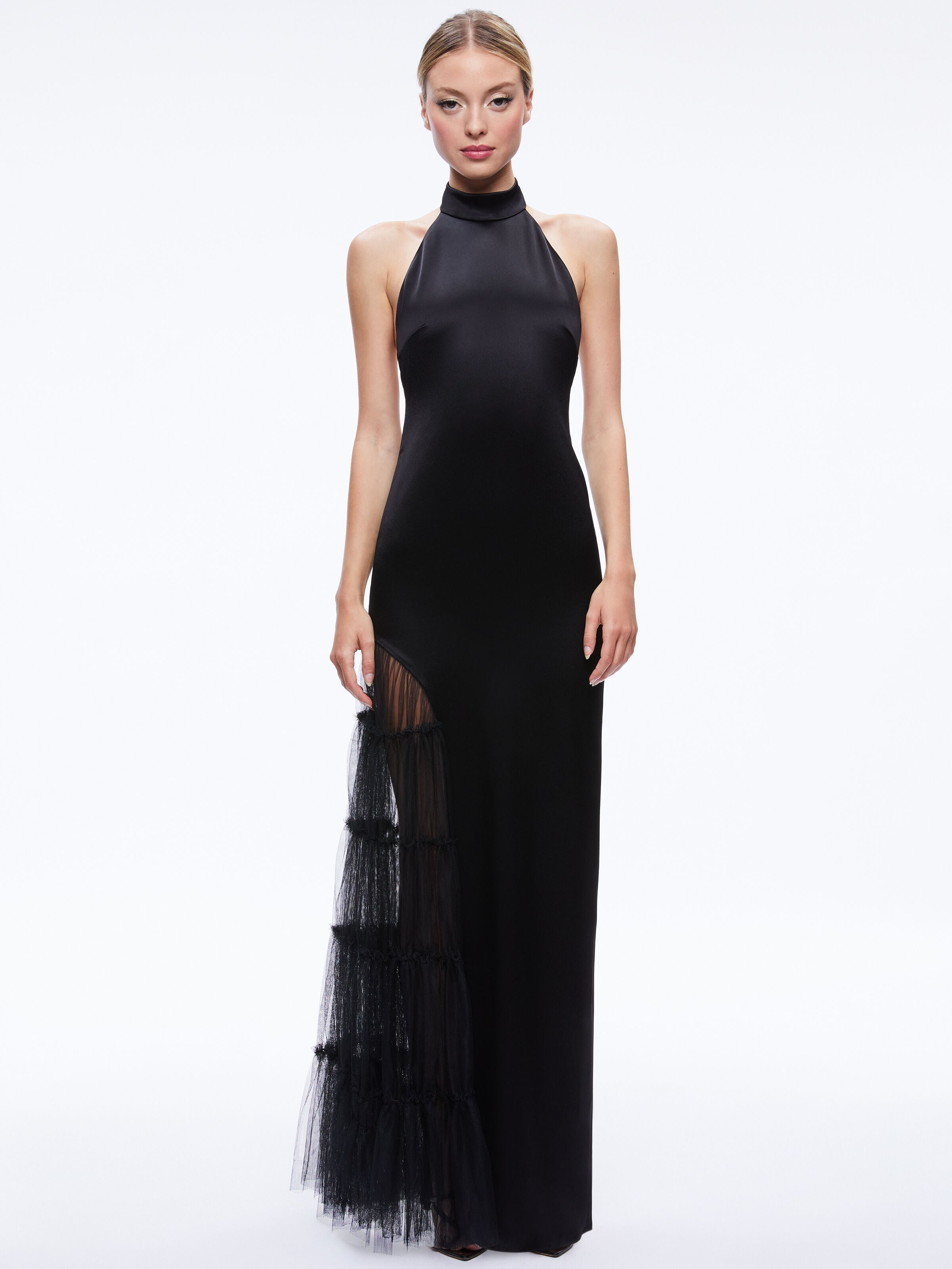 Abito lungo RYN in tulle con pannelli e spacco