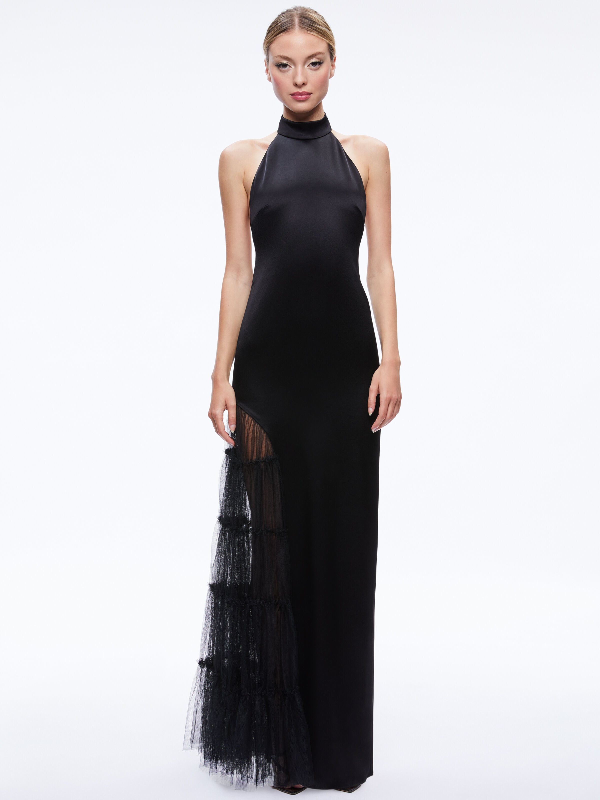 Abito lungo RYN in tulle con pannelli e spacco-ALICE + OLIVIA