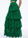 JIA EYELET TIERED RUFFLE MAXI SKIRT-EMERALD-ALICE + OLIVIA