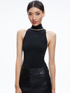 ANNALEE MOCK NECK TOP-Black-ALICE + OLIVIA