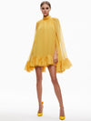 ERNA MOCK NECK CAPE SLEEVE MINI DRESS-PERFECT RUBY-ALICE + OLIVIA
