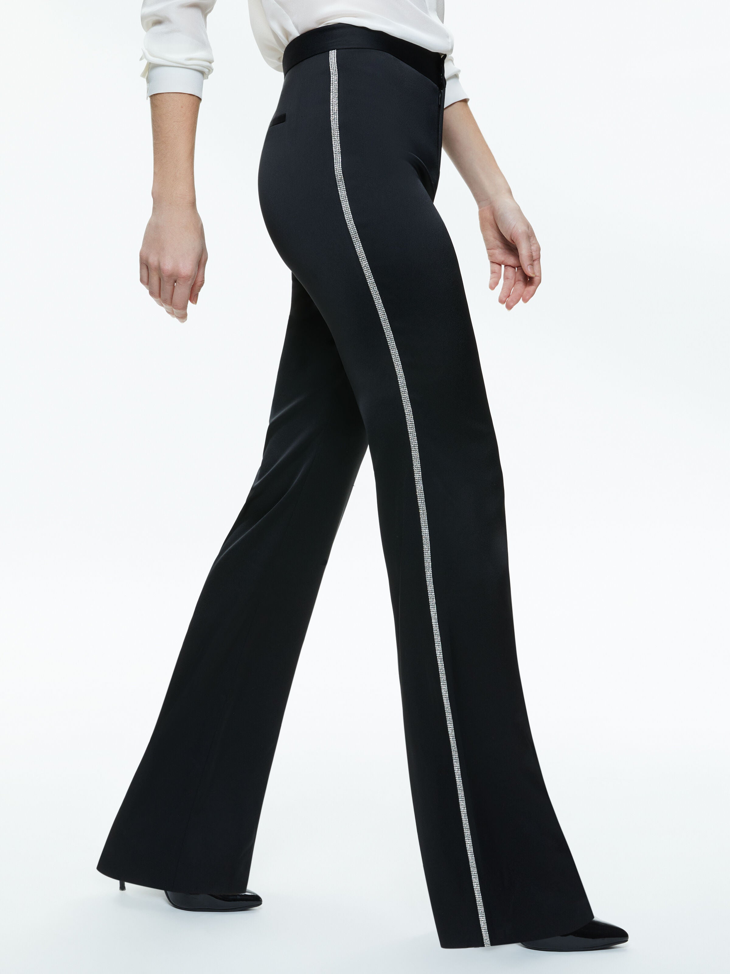 PANTALONI LIVI CON FASCIA LATERALE DECORATA