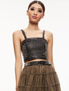 CERESI CHAIN STRAP STUDDED TOP-BLACK/ANTIQUE NICKEL-ALICE + OLIVIA