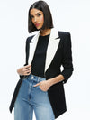 SILVIE FITTED BLAZER-BLACK/ECRU-ALICE + OLIVIA