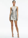 DRU CREW NECK MINI DRESS-SILVER/GOLD-ALICE + OLIVIA
