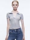 MARTHA METALLIC POLO CROP TOP-Black-ALICE + OLIVIA
