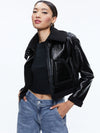 BLOUSON COURT ISAIAH EN FAUX CUIR ET FAUSSE PEAU LAINEUSE-ALICE + OLIVIA