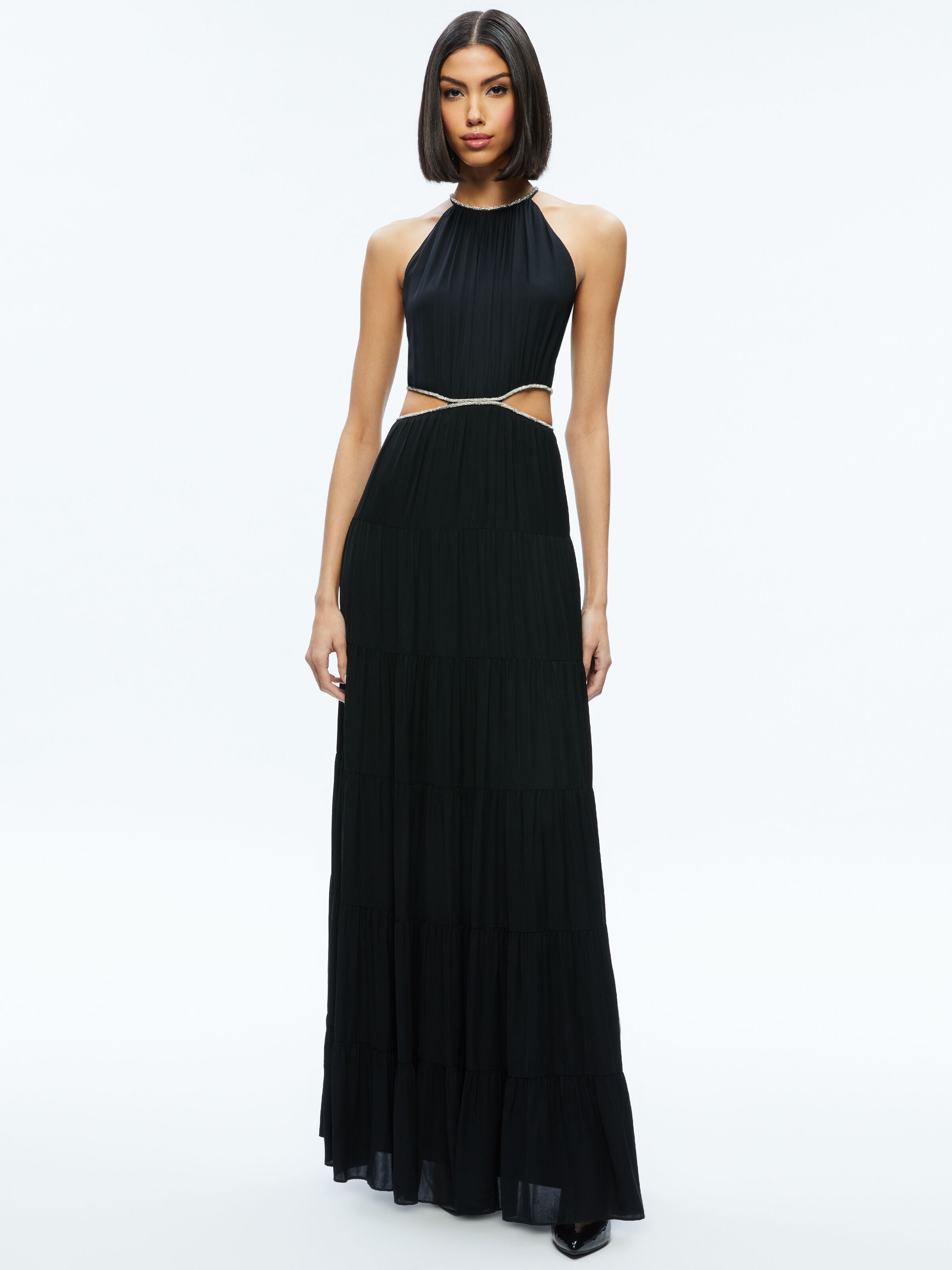 ROBE LONGUE DÉCOUPE EMBELLIE MYRTICE
