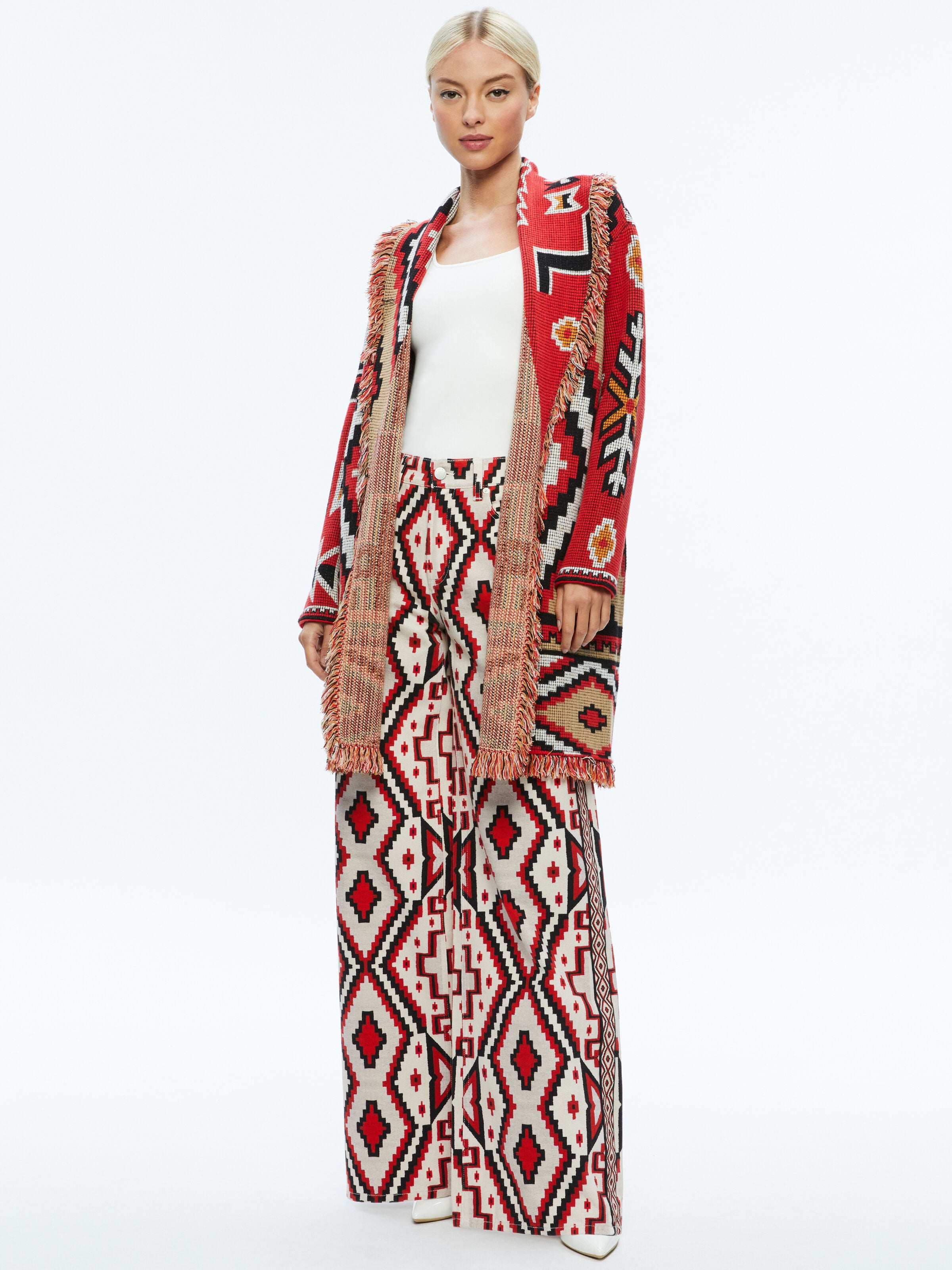 ASTRID LONG CARDIGAN-BRIGHT RUBY COMBO-ALICE + OLIVIA