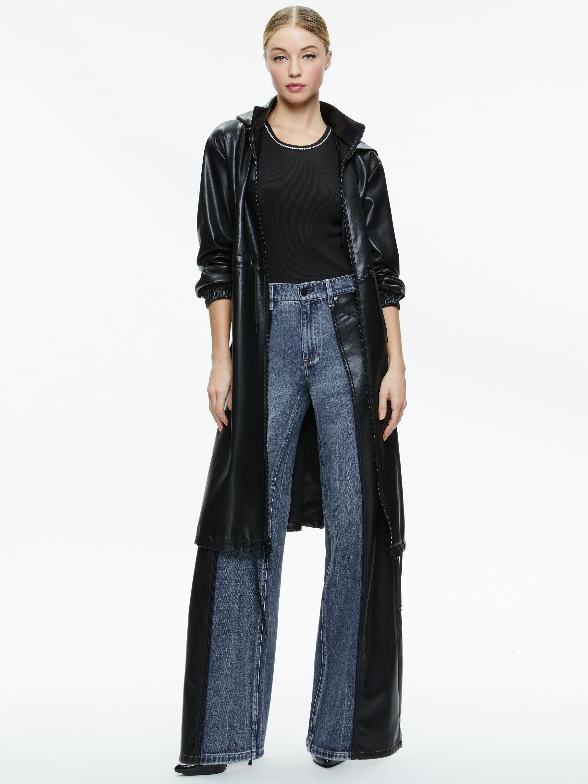 SIMSON VEGAN LEATHER WINDBREAKER-Black-ALICE + OLIVIA
