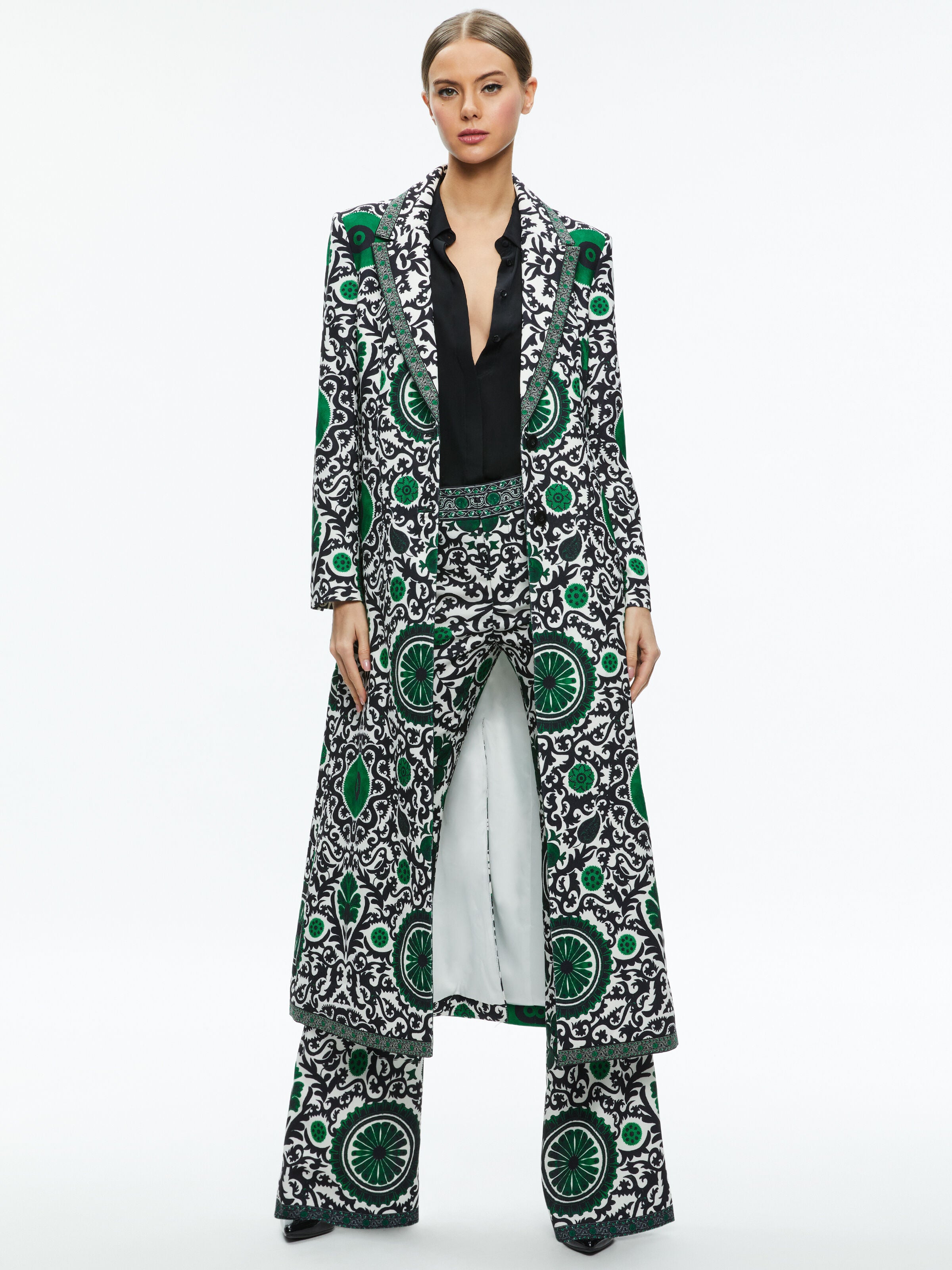 BRET LONG BLAZER-MONARCH LIGHT EMERALD SMALL-ALICE + OLIVIA