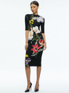 ROBE MIDI À COL ROND ET MOTIFS FLEURIS DELORA-ALICE + OLIVIA