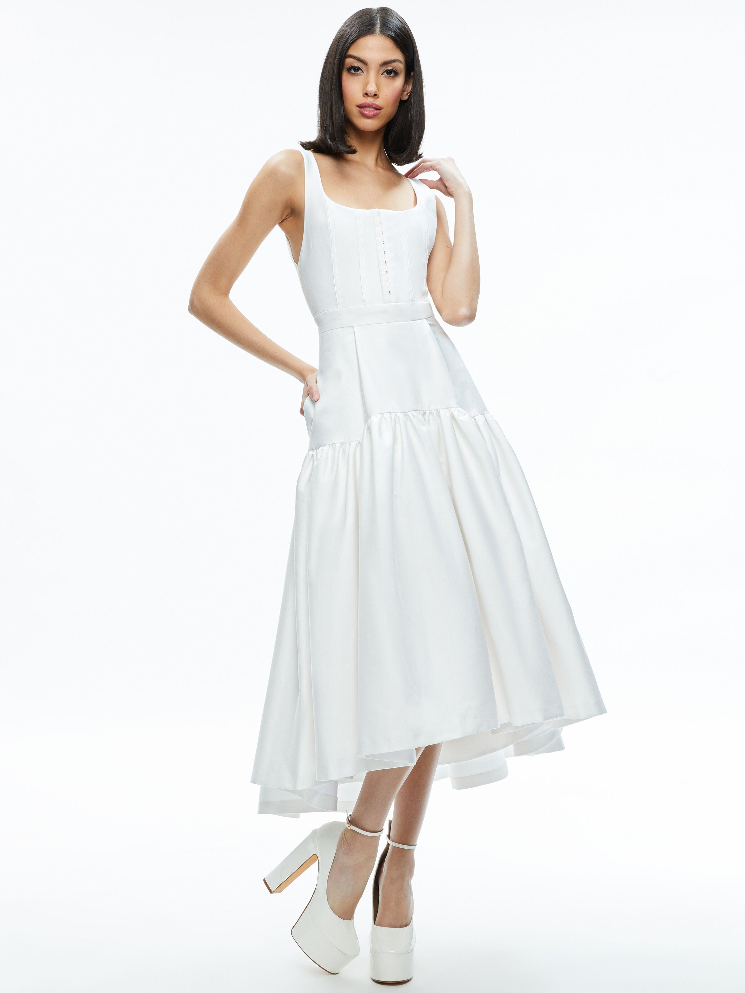 Abito Midi Strutturato Smaliziato Senza Maniche-ALICE + OLIVIA
