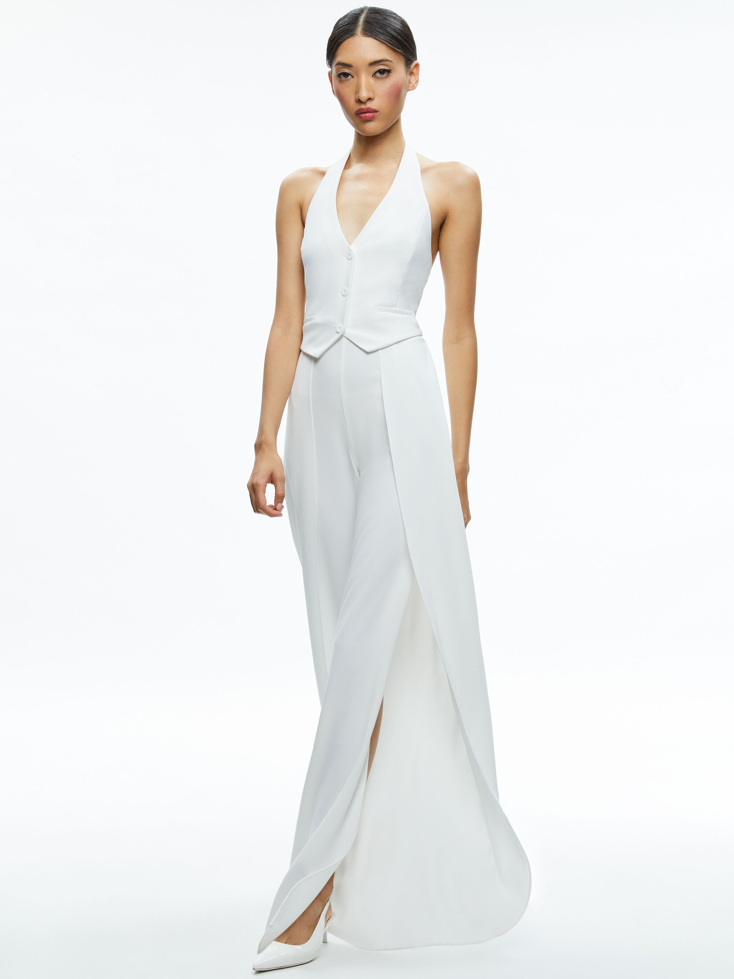 ROBIN HALTERNECK VEST JUMPSUIT-Black-ALICE + OLIVIA