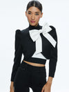 ADDISON BOW JACKET-BLACK/OFF WHITE-ALICE + OLIVIA