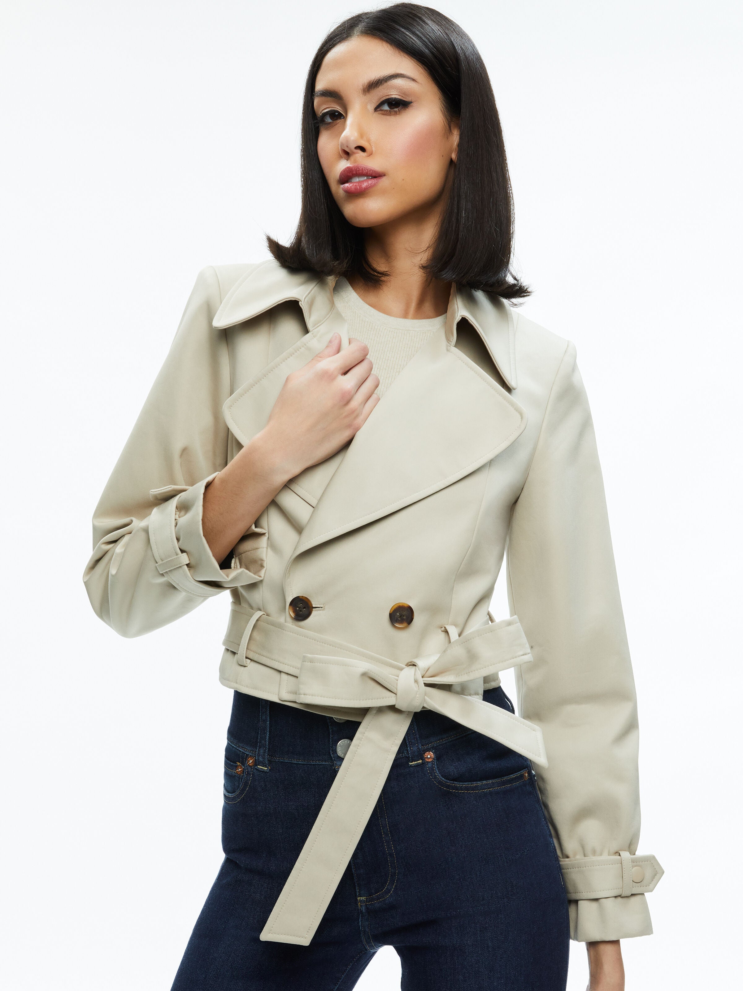 HAYLEY CROPPED TRENCH COAT WITH BELT