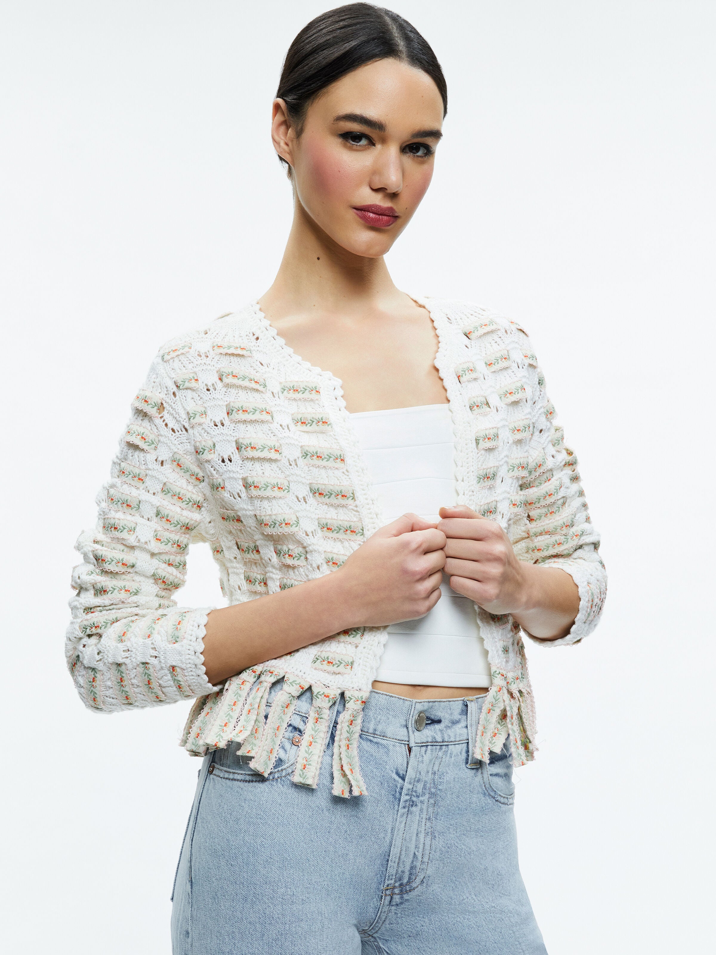 CARDIGAN TAWNA CON NASTRO-ALICE + OLIVIA