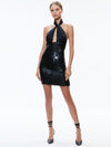 DEDRA EMBELLISHED TWIST NECK MINI DRESS-Black-ALICE + OLIVIA