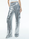 HAYES SEQUINED WIDE LEG CARGO PANTS-SILVER-ALICE + OLIVIA