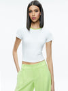 TASHIA RINGER BABY TEE-OFF WHITE/PINK LACE-ALICE + OLIVIA