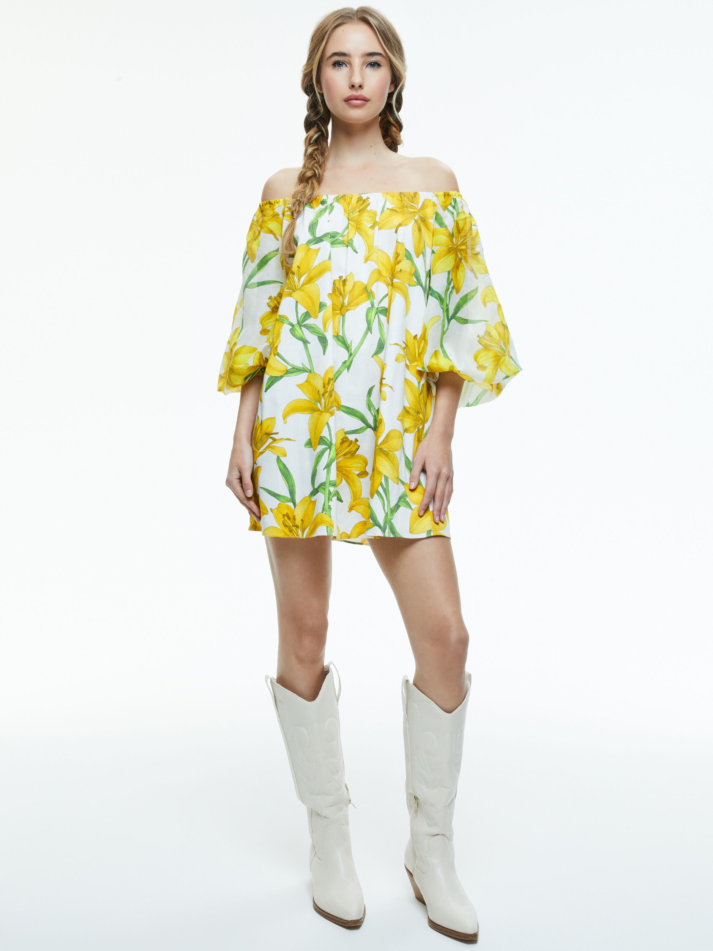 MINIVESTITO ARTEMIS CON MANICHE A FARFALLA E SPALLE SCOPERTE