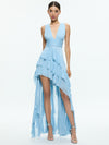 HOLLY LOW NECK ASYMMETRIC RUFFLED MAXI DRESS-MINERAL BLUE-ALICE + OLIVIA