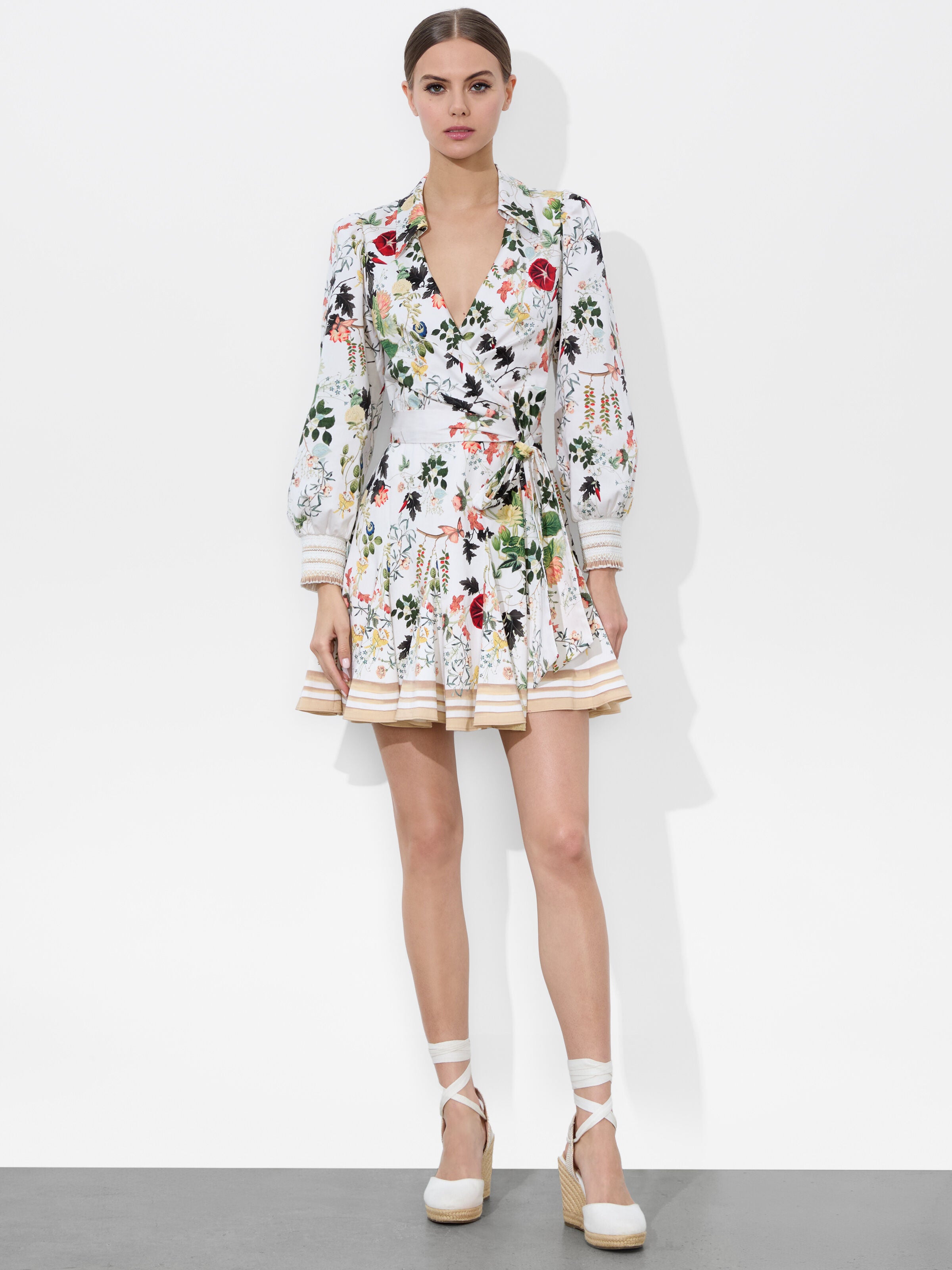 ALISA WRAP GODET SHIRT DRESS-BLUSH KISS VANILLA-ALICE + OLIVIA