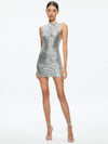 CELIA COWL BACK DRESS-CHAMPAGNE/PALE SILVER-ALICE + OLIVIA