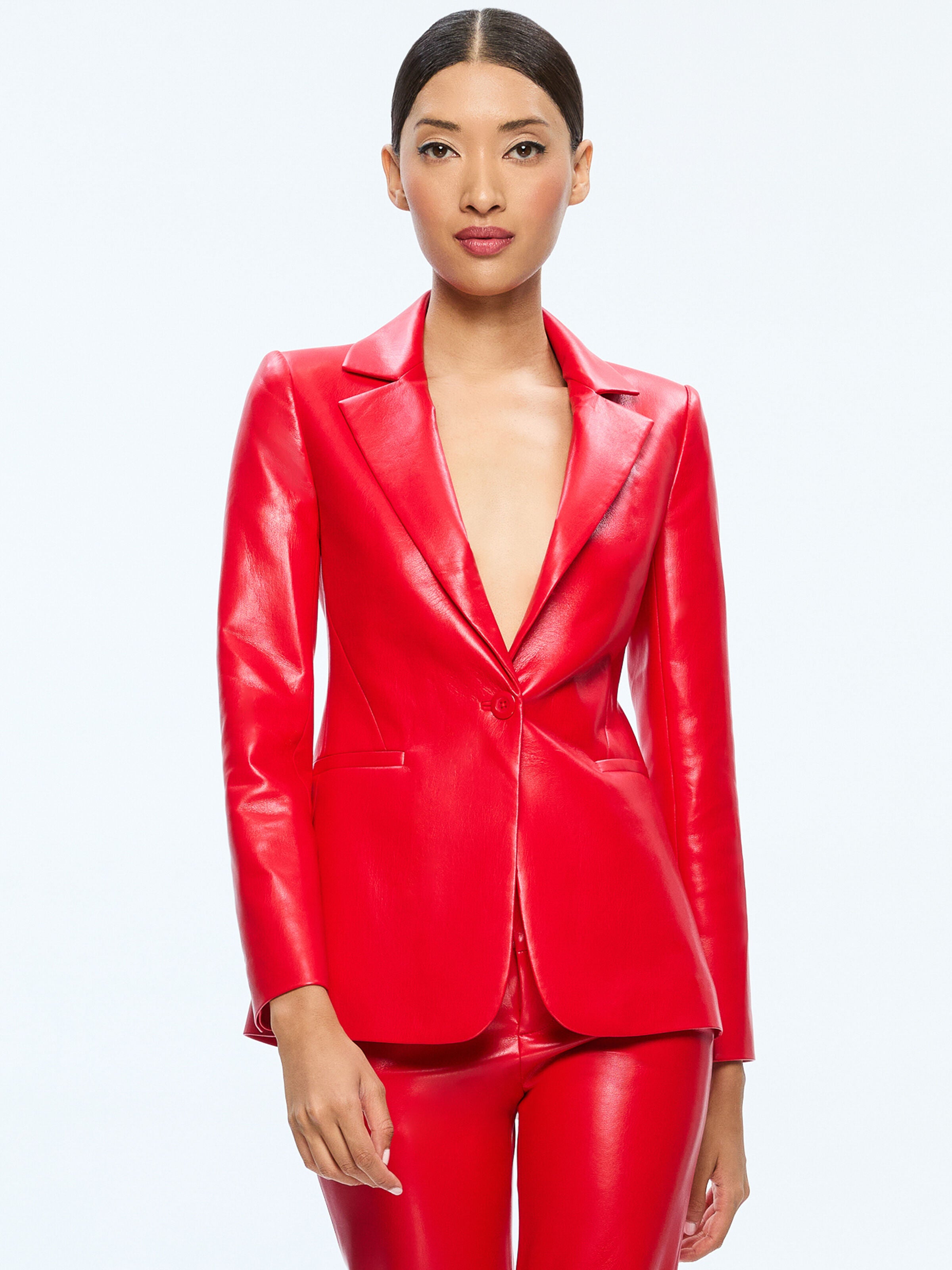 MACEY VEGAN BLAZER-BRIGHT RUBY-ALICE + OLIVIA