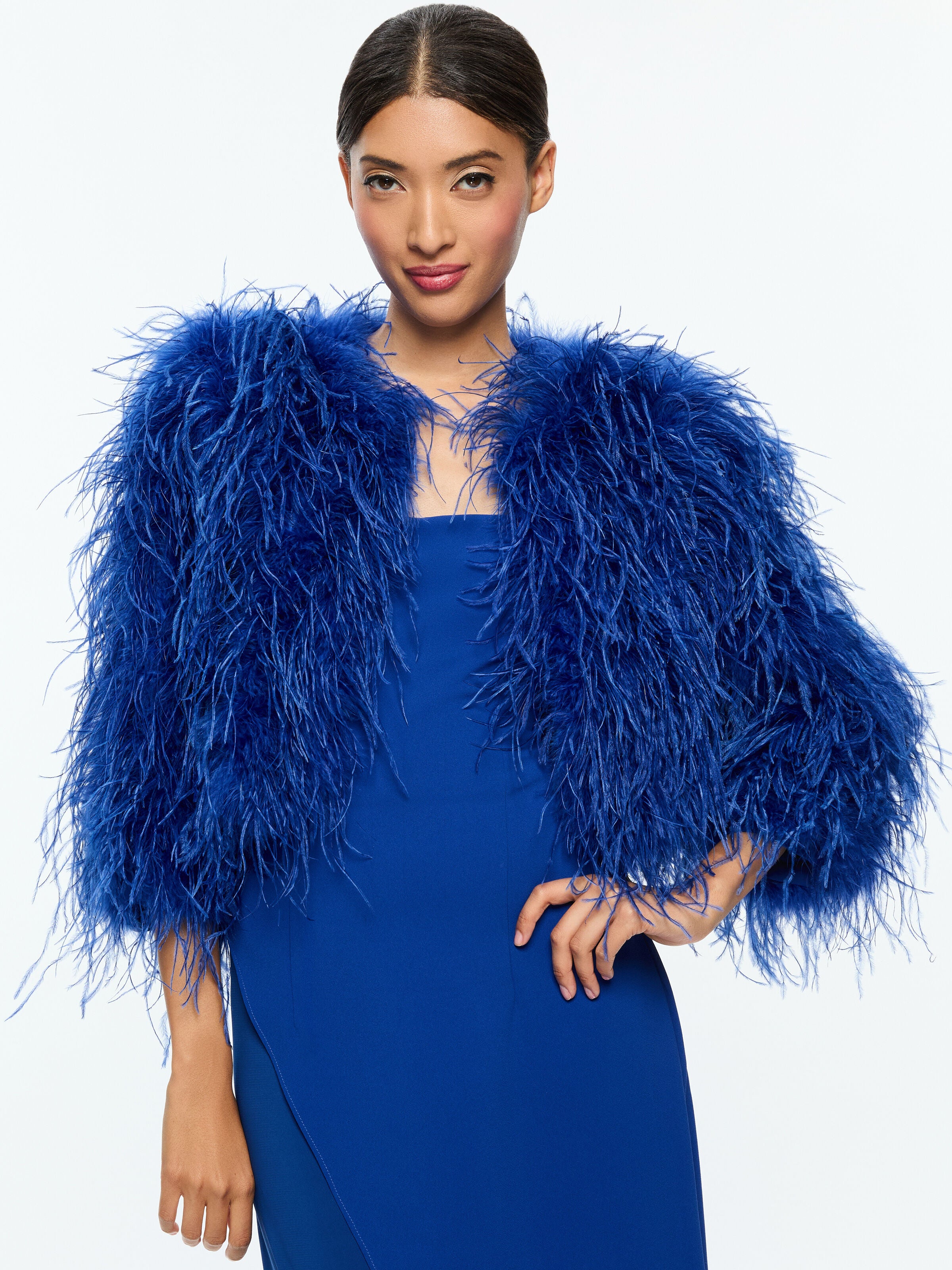 KIDMAN FEATHERED JACKET-Black-ALICE + OLIVIA