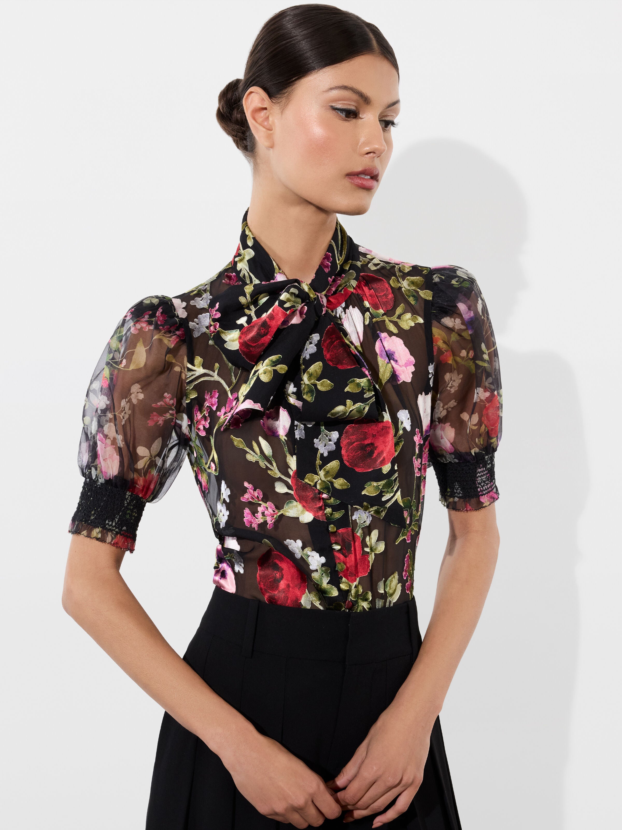 BRENTLEY BLOUSE-FLORAL DREAMS-ALICE + OLIVIA