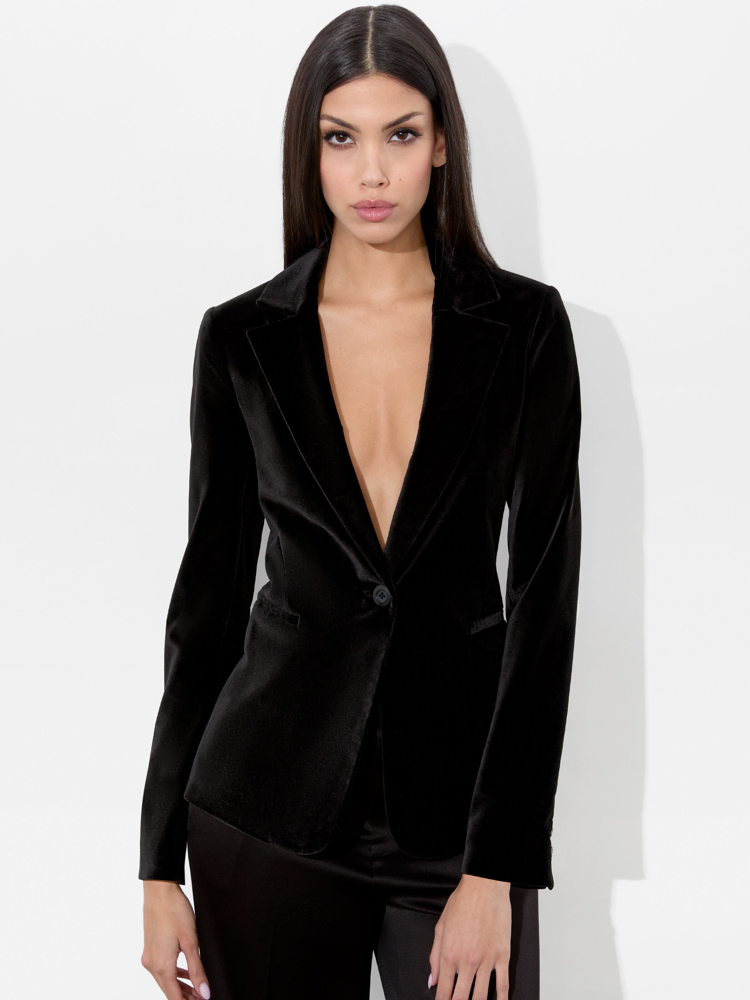 MACEY VELVET BLAZER-Black-ALICE + OLIVIA