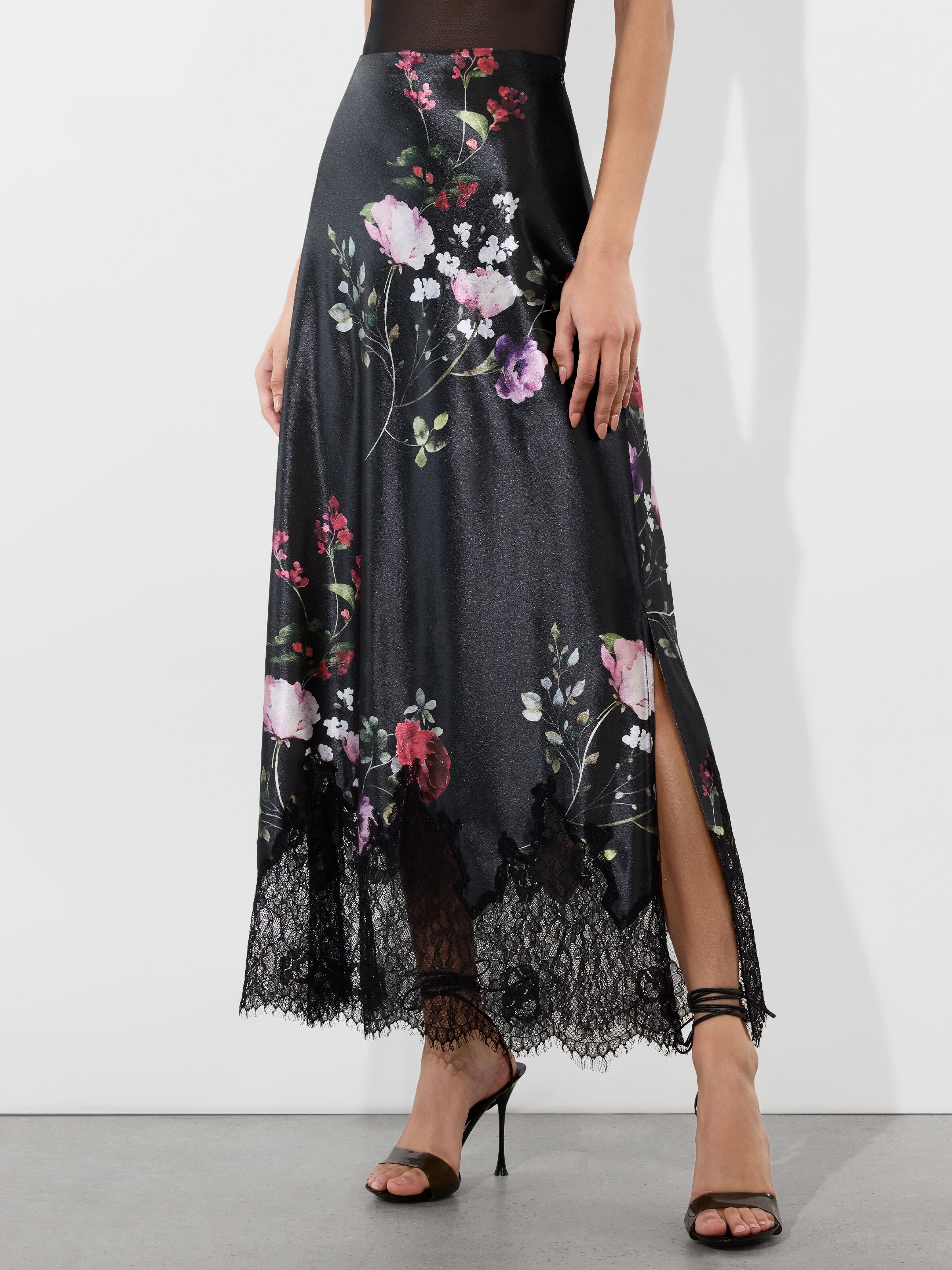 MAEVE VELVET SLIP SKIRT-FLORAL DREAMS-ALICE + OLIVIA